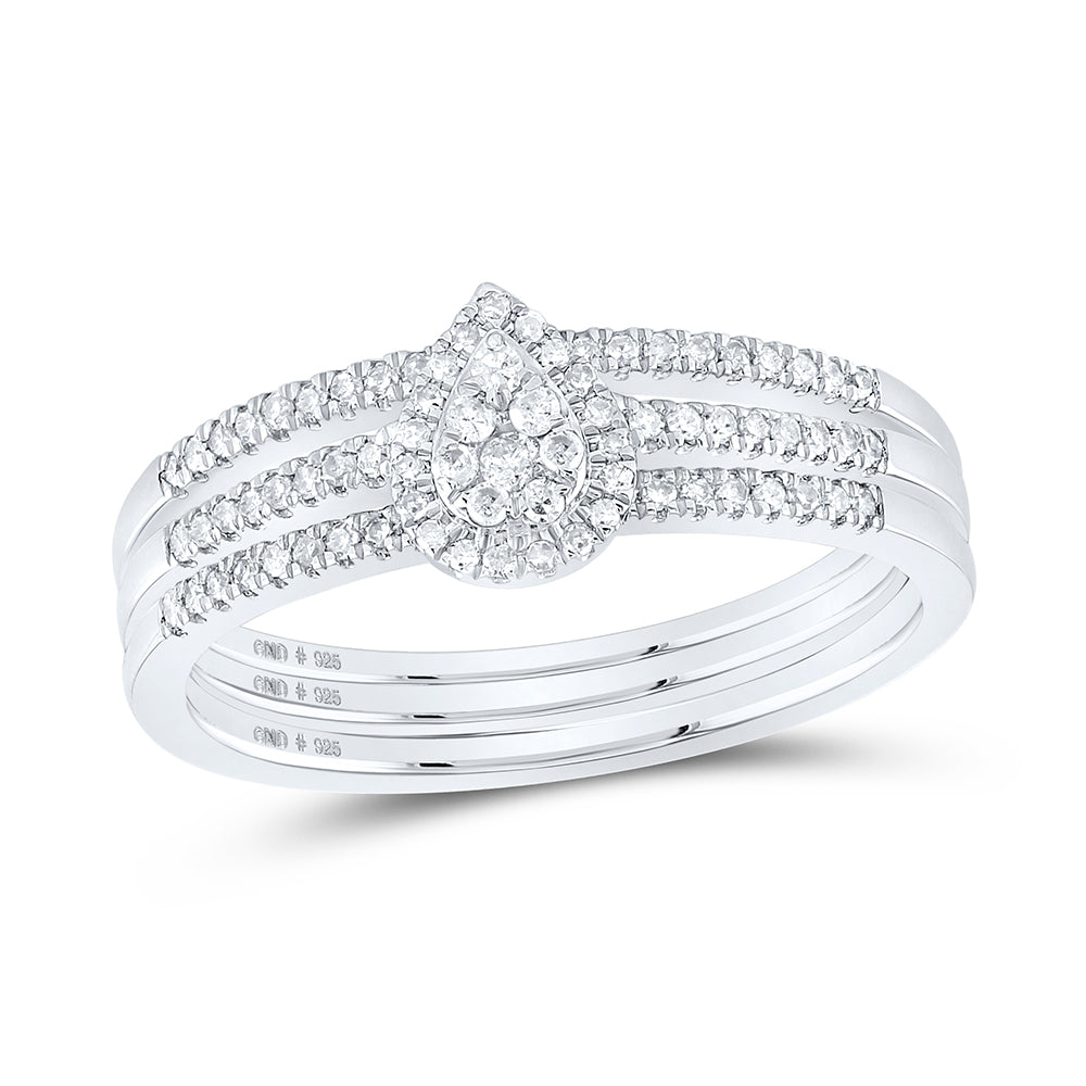 Sterling Silver 1/4 CTW-Natural Diamond Gift Bridal Set 2.96 Gram
