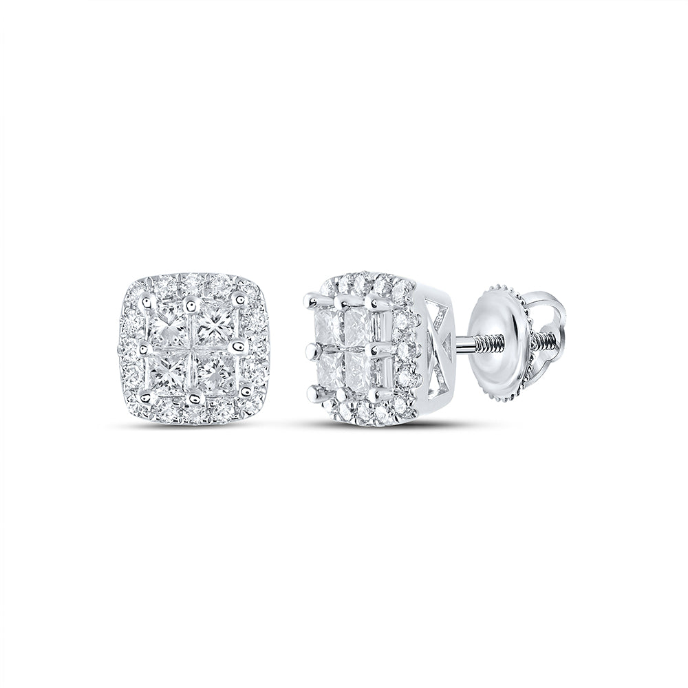 3/4CTW-DIA CN INVISIBLE CUSHION EARRING