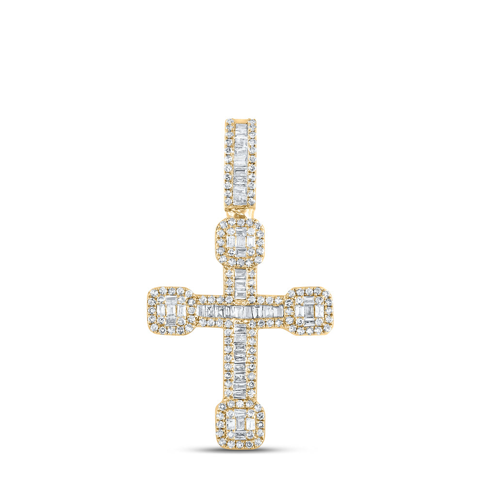 10K Yellow Gold 1/2 CTW-Natural Diamond Mens Urn Cross Charm 4.54 Gram