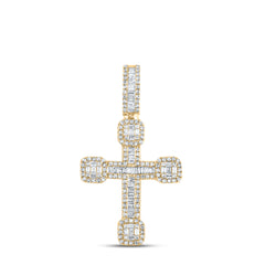 10K Yellow Gold 1/2 CTW-Natural Diamond Mens Urn Cross Charm 4.54 Gram