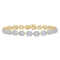 14K Yellow Gold 4 CTW-Natural Diamond Square Baguette Mens Bracelet (8 Inch ) 14.13 Gram