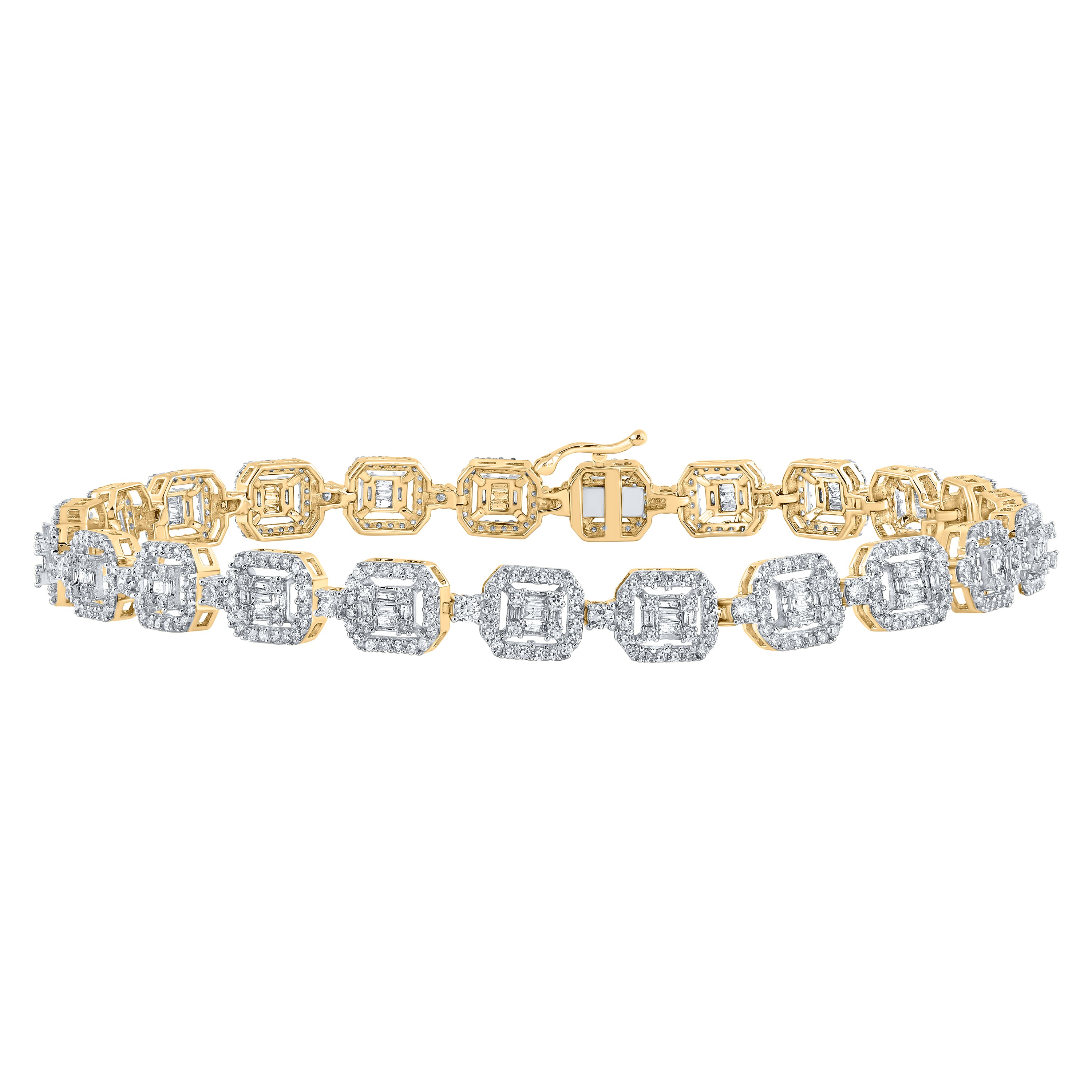 4CTW-DIA NK SQUARE BAGUETTE MENS BRACELET (8 INCH)