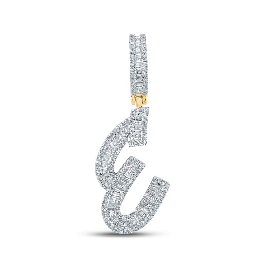 14K Yellow Gold 3/4 CTW-Natural Diamond Initial "E" Mens Charm 4.11 Gram