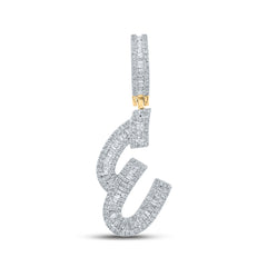 14K Yellow Gold 3/4 CTW-Natural Diamond Initial "E" Mens Charm 4.11 Gram
