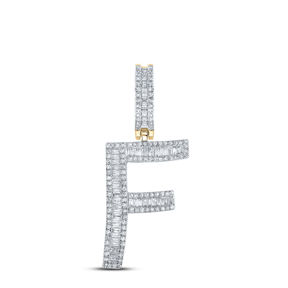 14K Yellow Gold 3/4 CTW-Natural Diamond Initial "F" Mens Charm 4.74 Gram