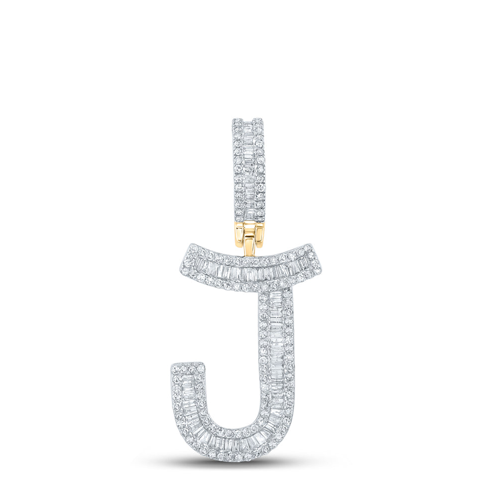 14K Yellow Gold 3/4 CTW-Natural Diamond Initial "J" Mens Charm 5.21 Gram