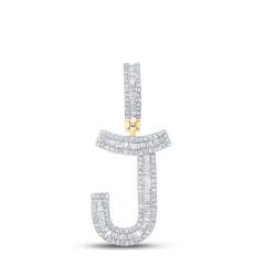 14K Yellow Gold 3/4 CTW-Natural Diamond Initial "J" Mens Charm 5.21 Gram
