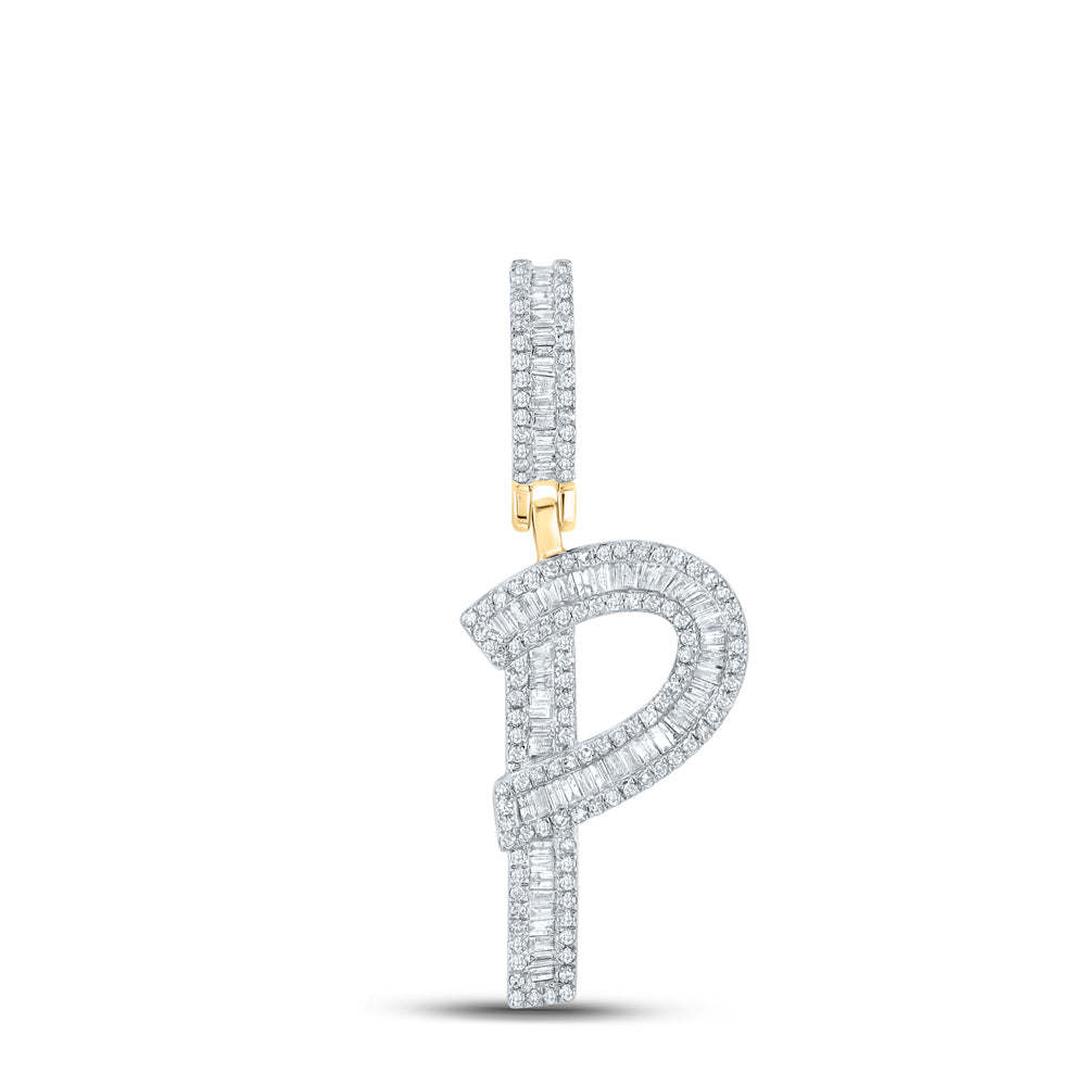 3/4CTW-DIA CN INITIAL "P" MENS CHARM