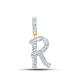 14K Yellow Gold 7/8 CTW-Natural Diamond Initial "R" Mens Charm 5.22 Gram