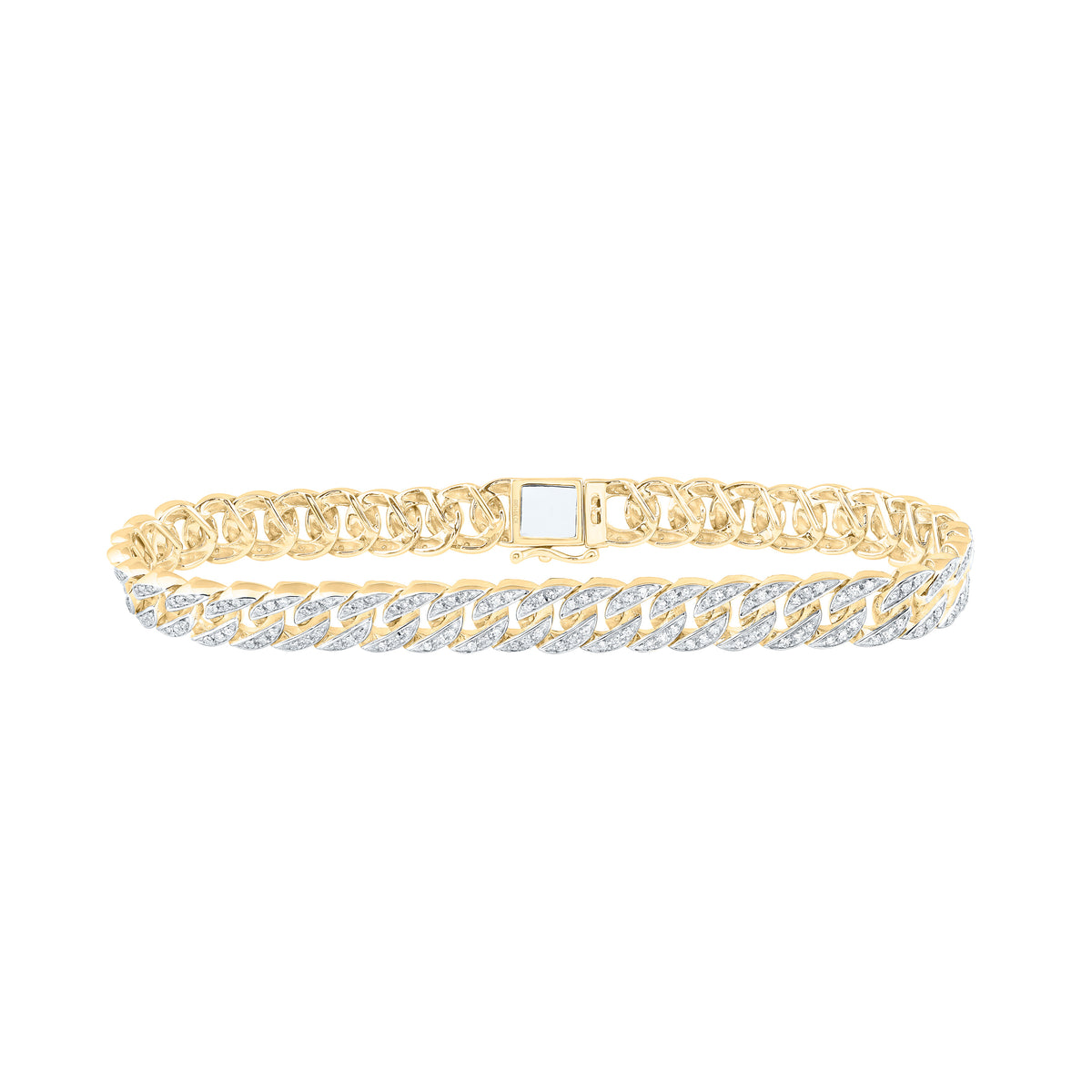 14K Yellow Gold 1 3/4 CTW-Natural Diamond (8MM) Mens Cubain Bracelet 26.62 Gram