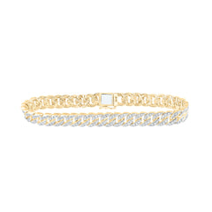 14K Yellow Gold 1 3/4 CTW-Natural Diamond (8MM) Mens Cubain Bracelet 26.62 Gram