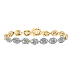 14K Yellow Gold 5 CTW-Natural Diamond (10MM) Puff Mens Bracelet 21.66 Gram