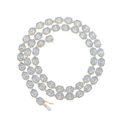 14K Yellow Gold 12 1/3 CTW-Natural Diamond (8.40MM) Square Baguette Mens Chain -24 Inch 44.31 Gram