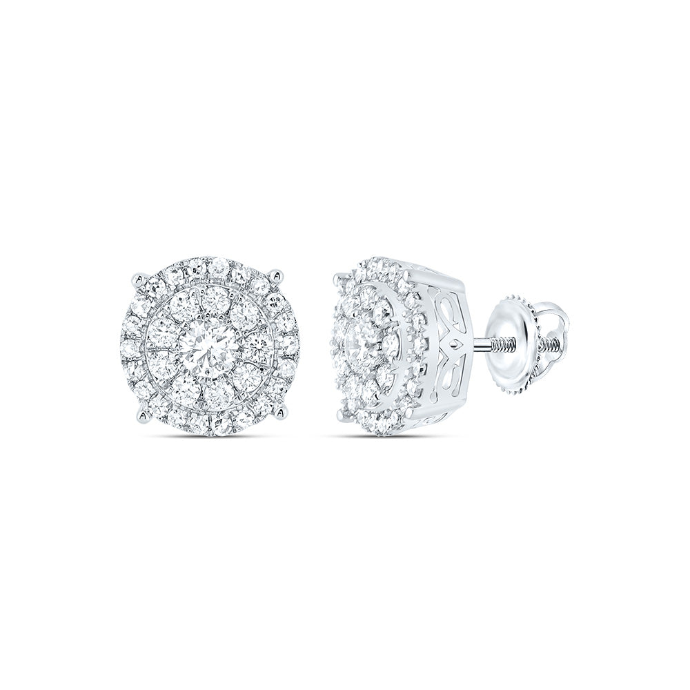 14K White Gold 5/8 CTW-Natural Diamond Round Earring 2.26 Gram