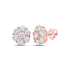 7/8CTW-DIA NK 7 STONE FLOWER EARRING