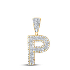 14K Two-Tone Gold 3/4 CTW-Natural Diamond Initial "P" Mens Charm 4.39 Gram