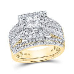 10K Yellow Gold 2 CTW-Natural Diamond Tessera Invisible Bridal Set 6.85 Gram