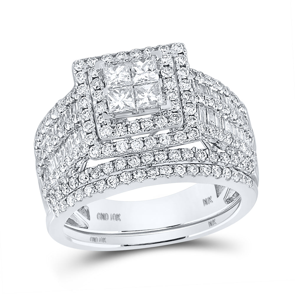 10K White Gold 2 CTW-Natural Diamond Tessera Invisible Bridal Set 6.85 Gram