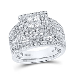 10K White Gold 2 CTW-Natural Diamond Tessera Invisible Bridal Set 6.85 Gram