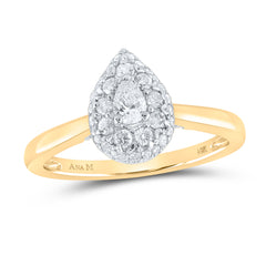 14K Yellow Gold Pear Diamond Halo Bridal Engagement Ring 1/2 CTW 2.72 Gram