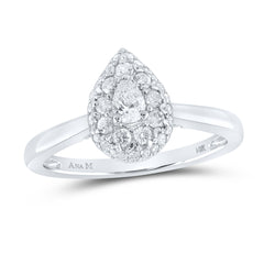 14K White Gold 1/2 CTW-Natural Diamond 1/6 Ct-Cpear Engagement Ring 2.72 Gram
