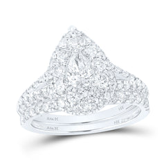 1 3/4CTW-DIA ANA M 1/3CT-CPEAR DOUBLE HALO BRIDAL SET