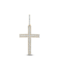 10K Yellow Gold 4 CTW-Natural Diamond Cross Mens Charm 11.78 Gram