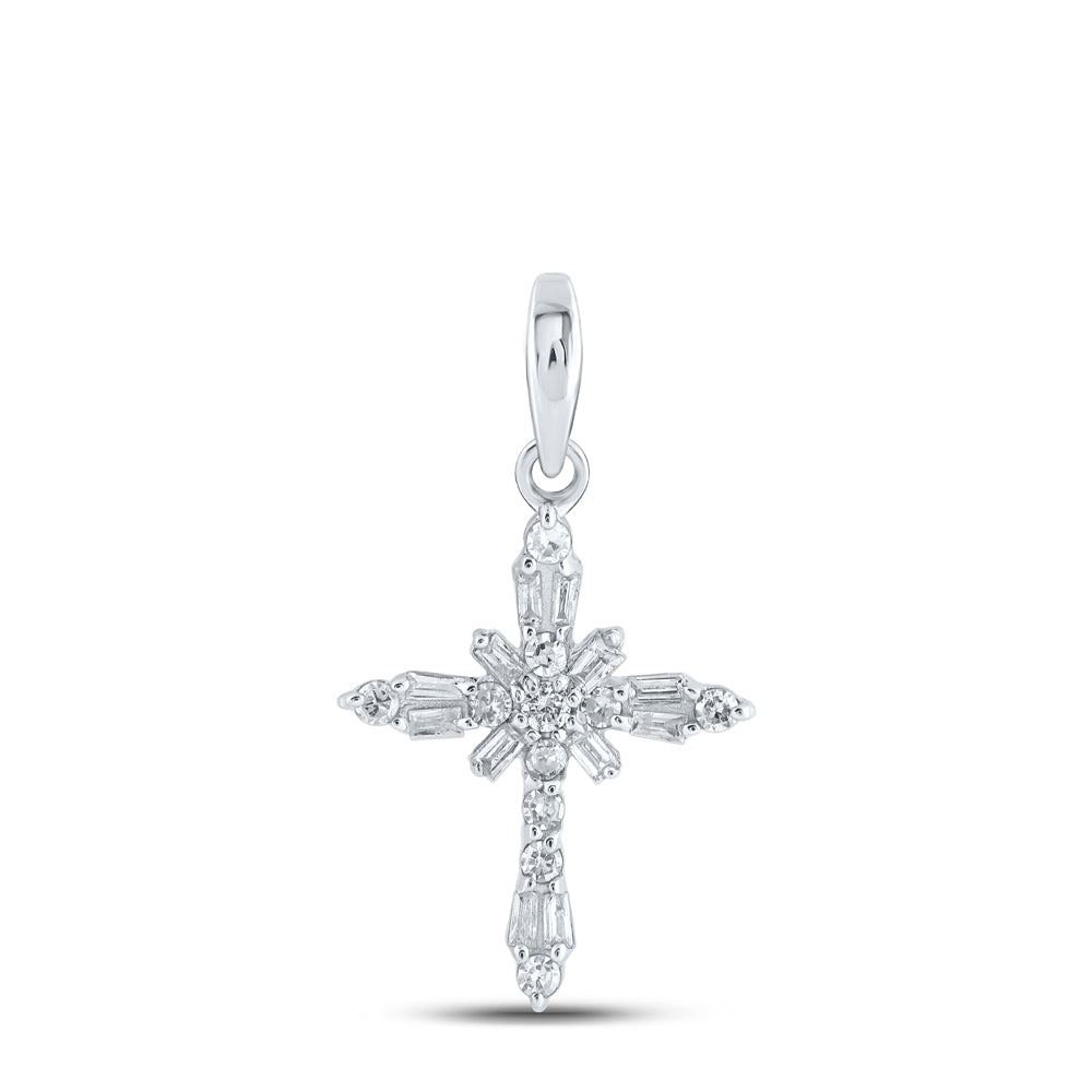 1/6CTW-DIA NK CROSS PENDANT