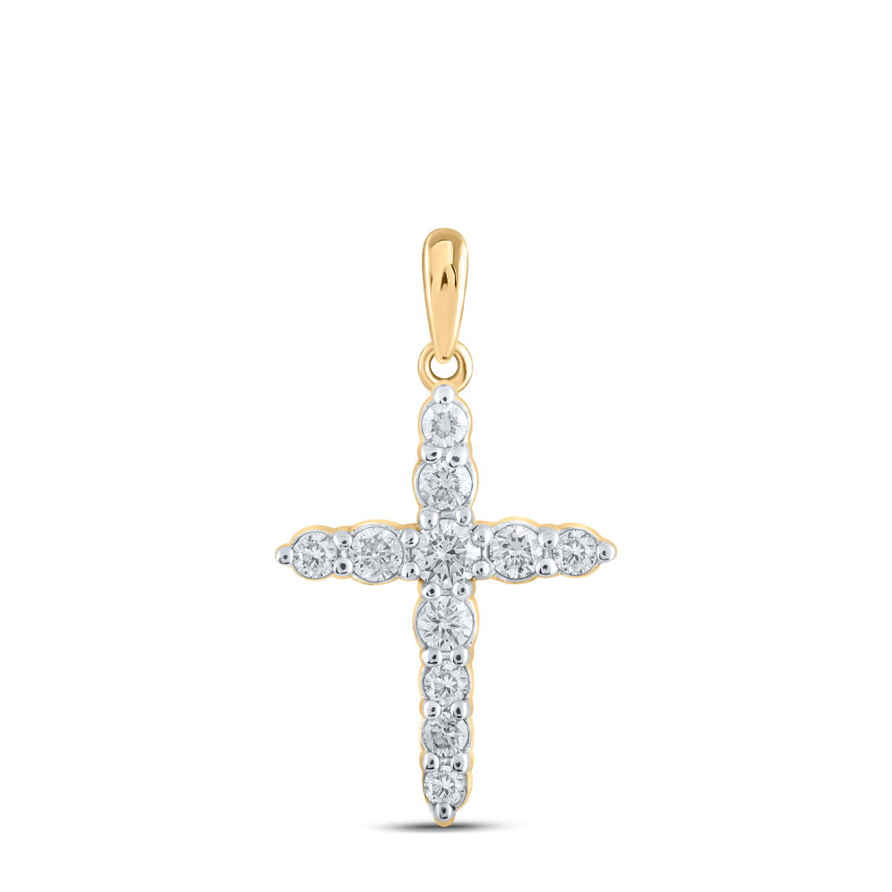3/8CTW-DIA NK CROSS PENDANT