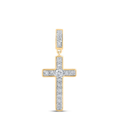 10K Yellow Gold 3/4 CTW-Natural Diamond Cross Pendant 2.3 Gram