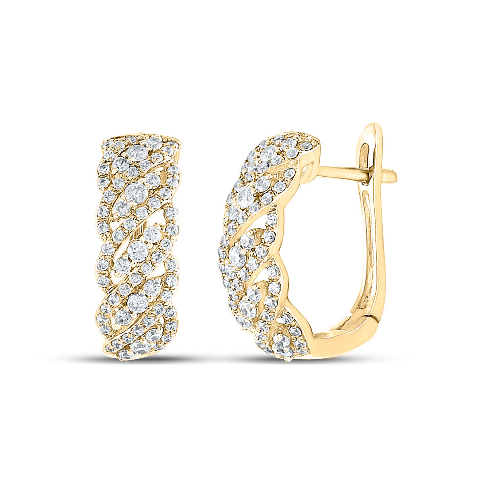10K Yellow Gold 5/8 CTW-Natural Diamond Hoops Earring 2.84 Gram