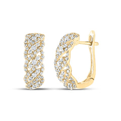 10K Yellow Gold 5/8 CTW-Natural Diamond Hoops Earring 2.84 Gram
