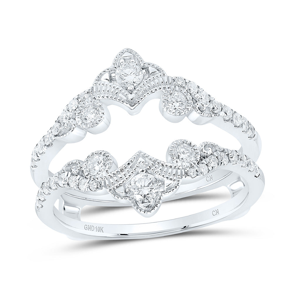 10K White Gold 1/2 CTW-Natural Diamond Enhancer Ring 3.36 Gram