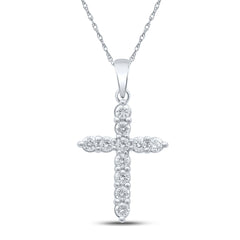 10K White Gold 1/2 CTW-Natural Diamond Cross Pendant 1.29 Gram