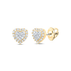 1/6CTW-DIA CN GIFT DOUBLE HEART EARRING