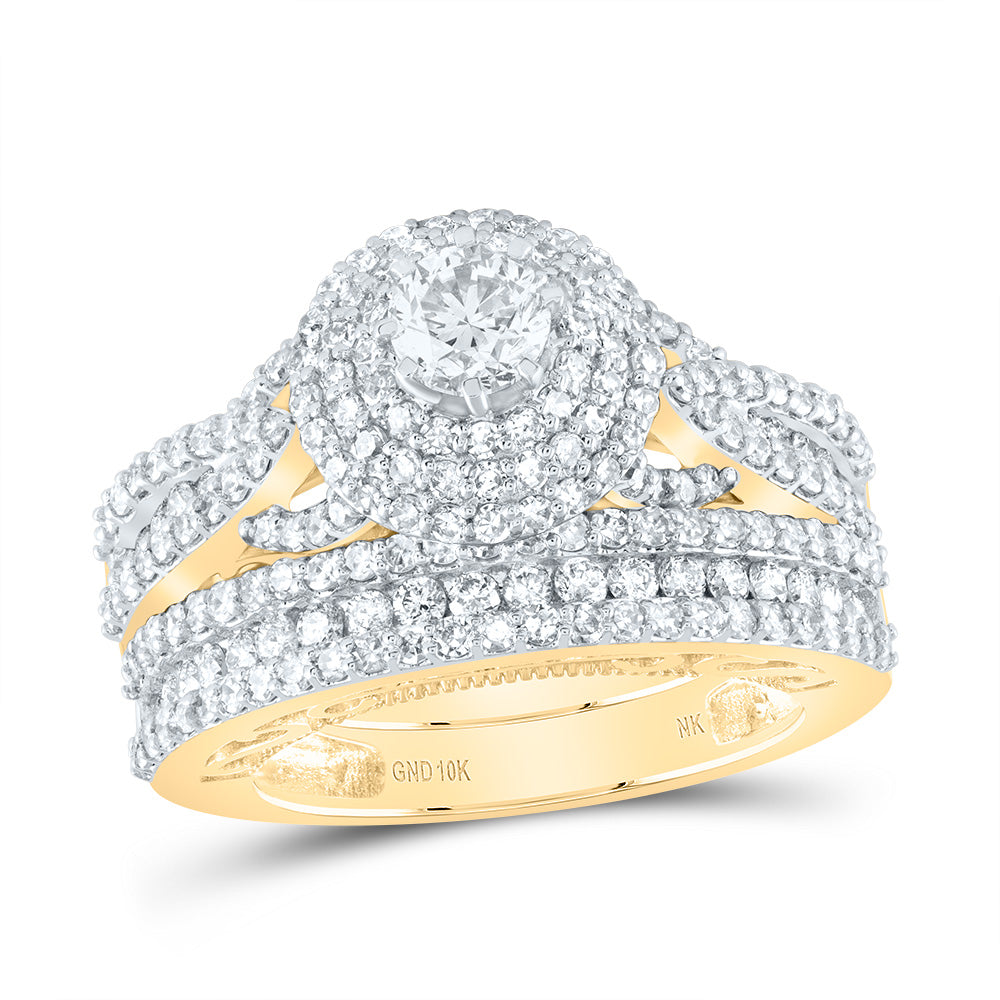 2 1/4CTW-DIA NK 1/2CT-CRD  DOUBLE HALO BRIDAL SET