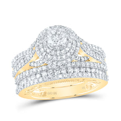 2 1/4CTW-DIA NK 1/2CT-CRD  DOUBLE HALO BRIDAL SET