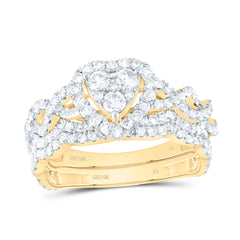 10K Yellow Gold 1 1/4 CTW-Natural Diamond Heart Bridal Set 3.85 Gram