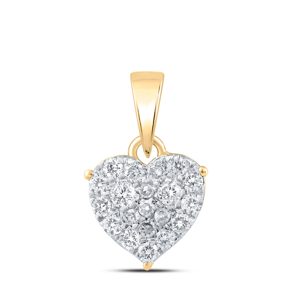 10K Yellow Gold 1/4 CTW-Natural Diamondheart Pendant 0.75 Gram