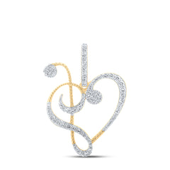 10K Yellow Gold 1/3 CTW-Natural Diamond Heart Pendant 2.6 Gram