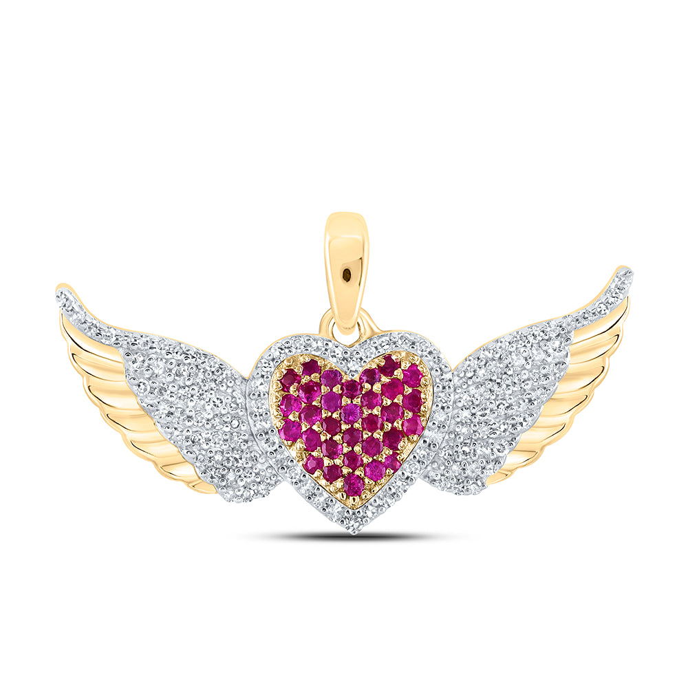 1/4CTW-DIA NK 1/6CT-RUBY HEART PENDANT