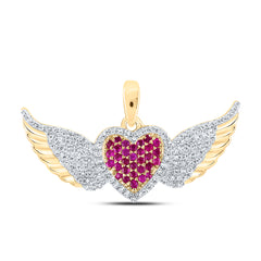 1/4CTW-DIA NK 1/6CT-RUBY HEART PENDANT