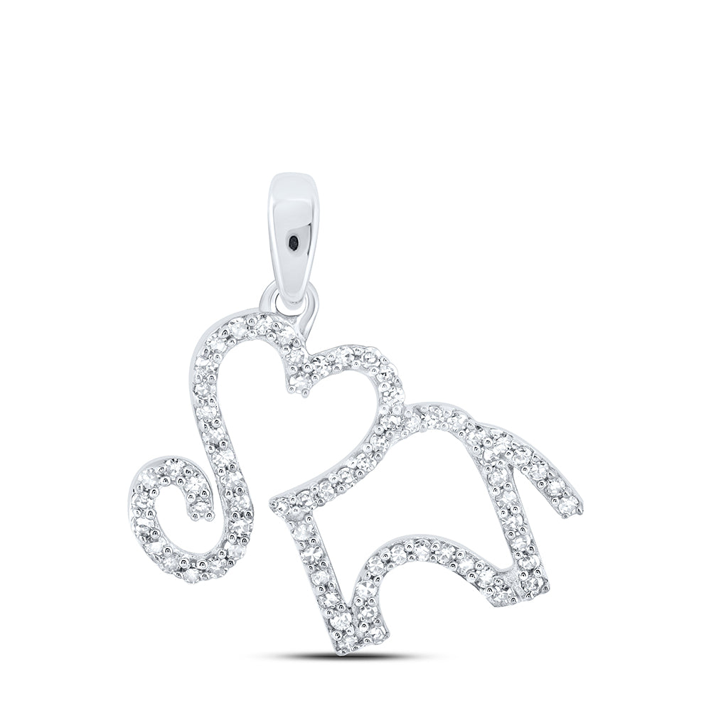 1/5CTW-DIA NK HEART ELEPHANT PENDANT