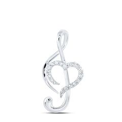 10K White Gold 1/6 CTW-Natural Diamond Heart Pendant 1.12 Gram