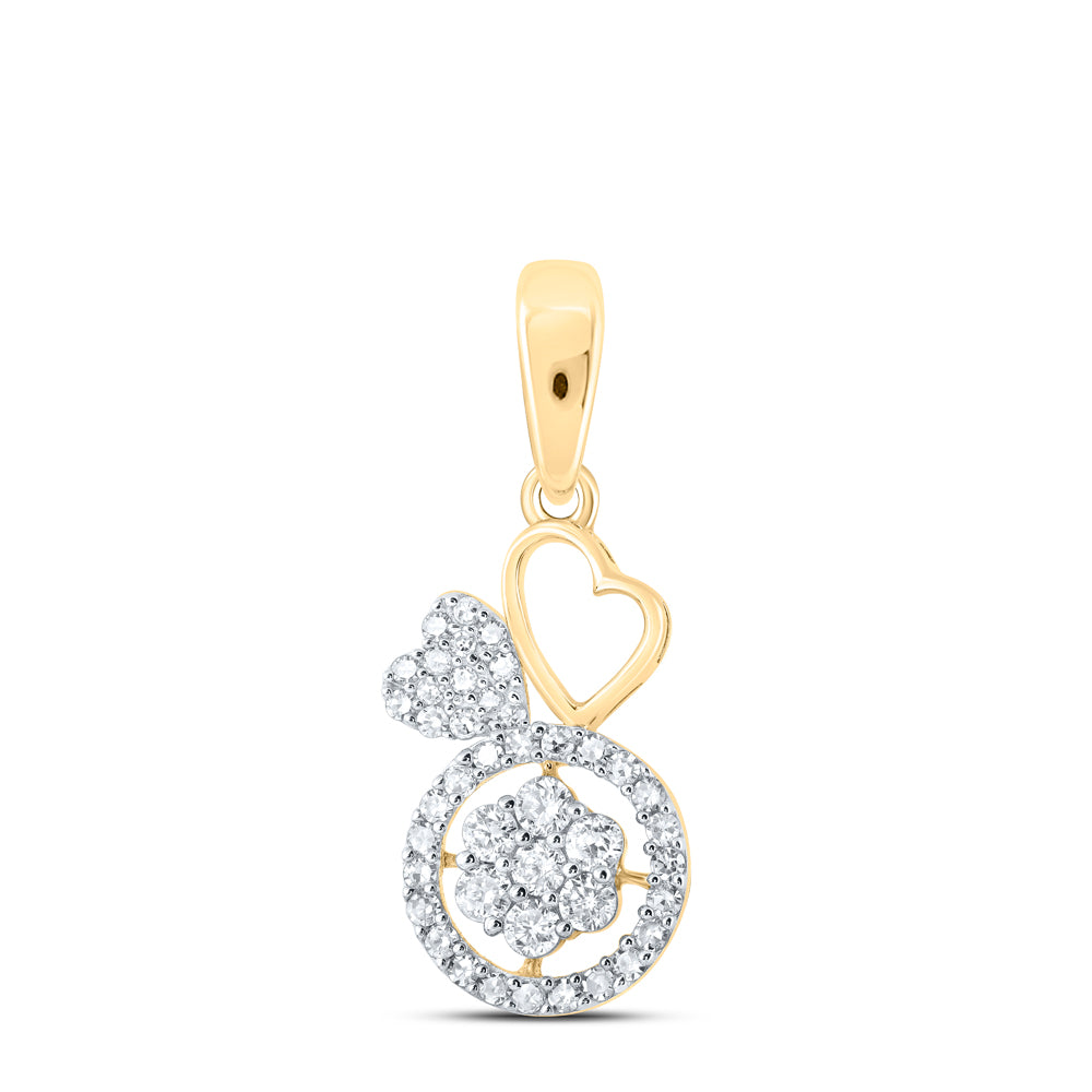1/3CTW-DIA NK HEART WITH ROUND PENDANT