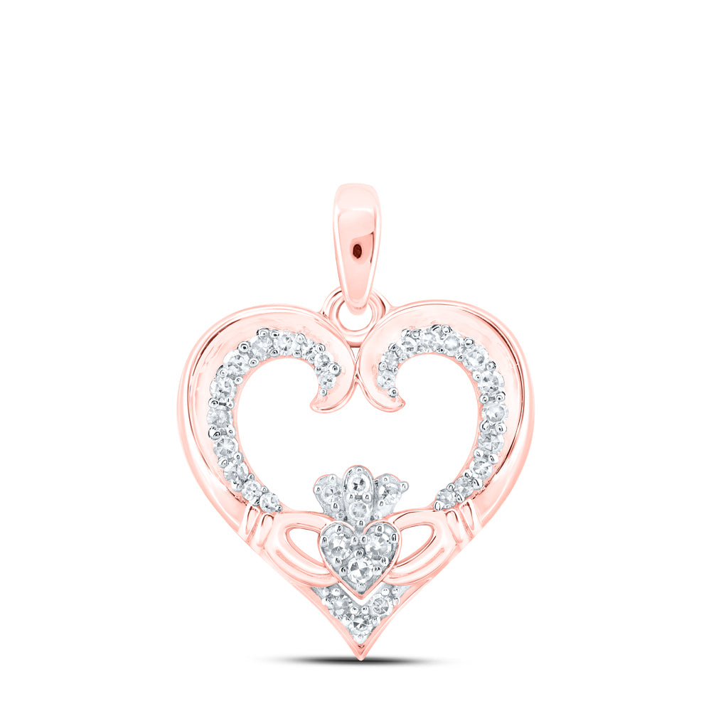 1/6CTW-DIA NK CLADDAGH HEART PENDANT