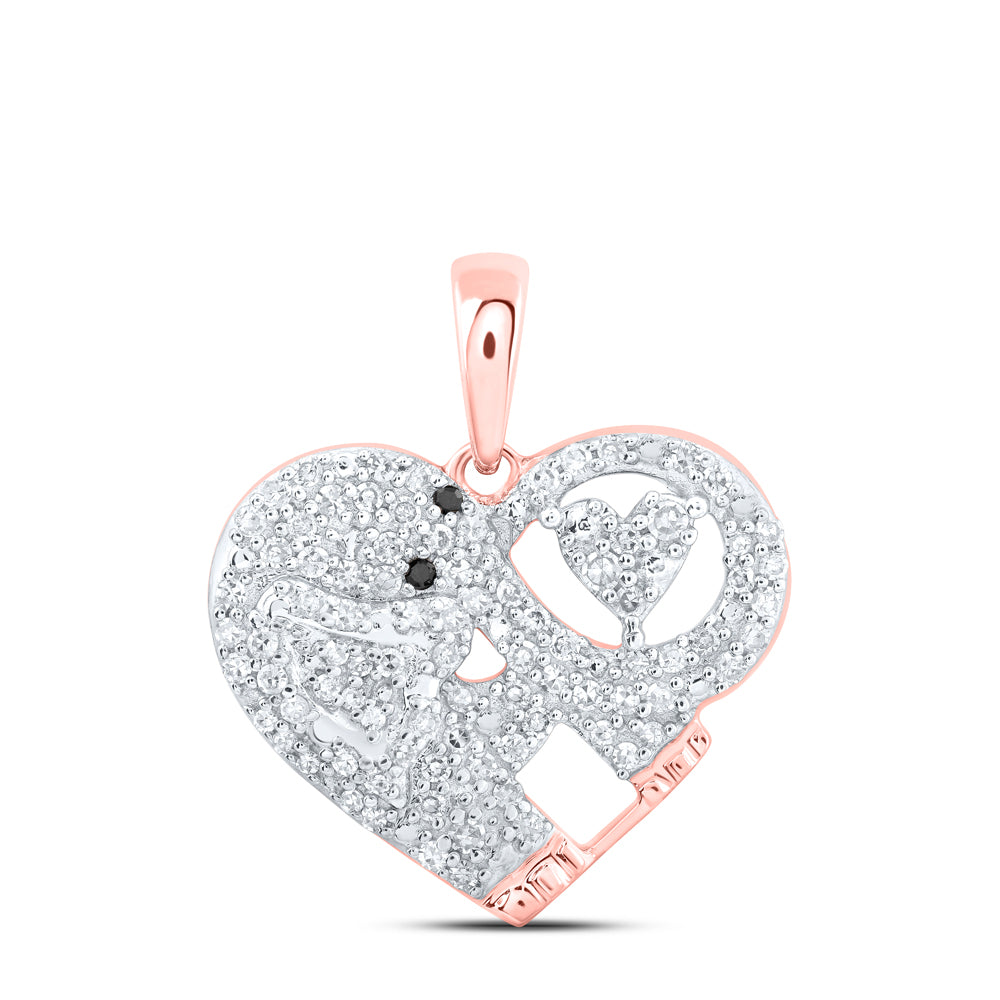 1/3CTW-DIA CN HEART SHAPE ELEPHANT PENDANT
