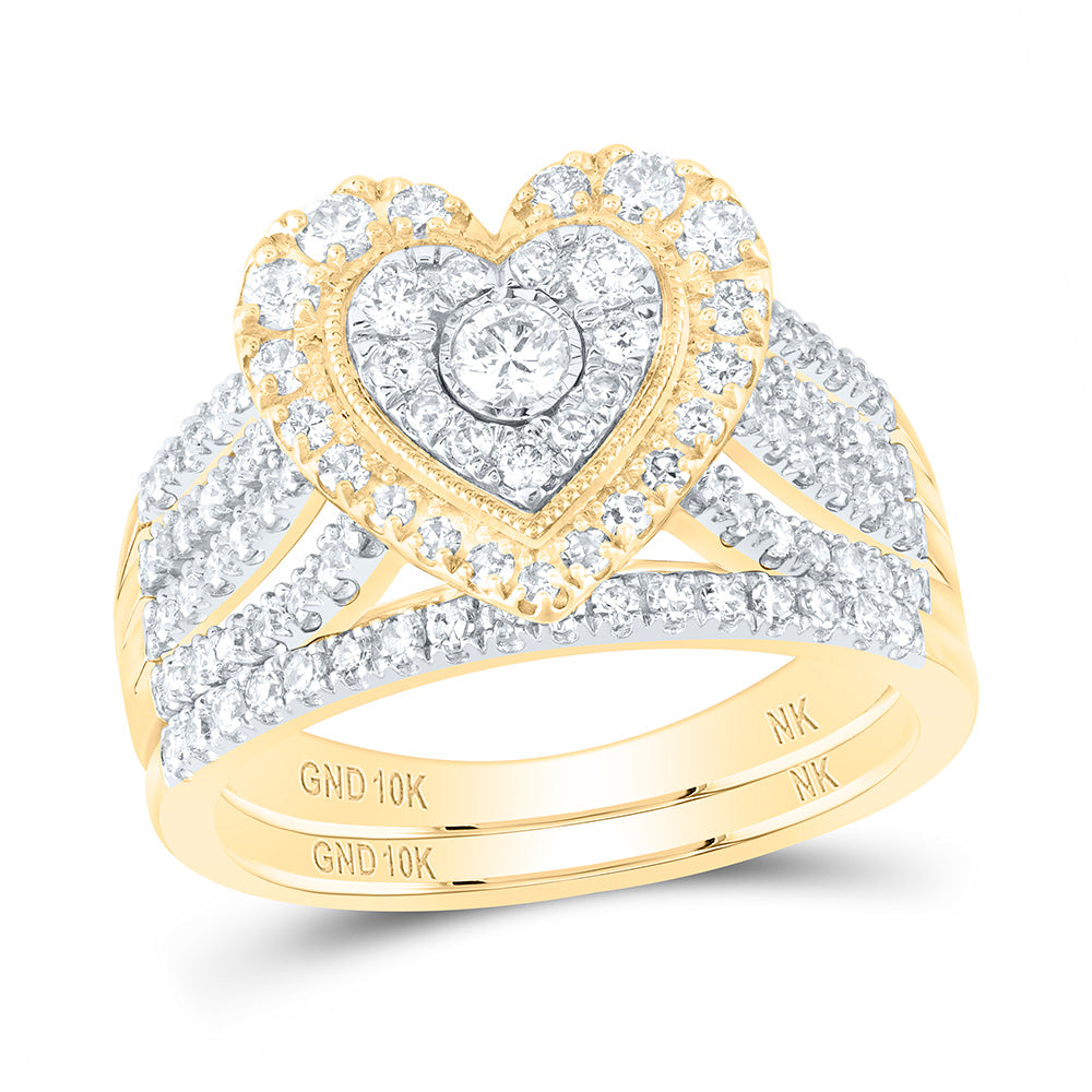 1CTW-DIA NK HEART BRIDAL SET