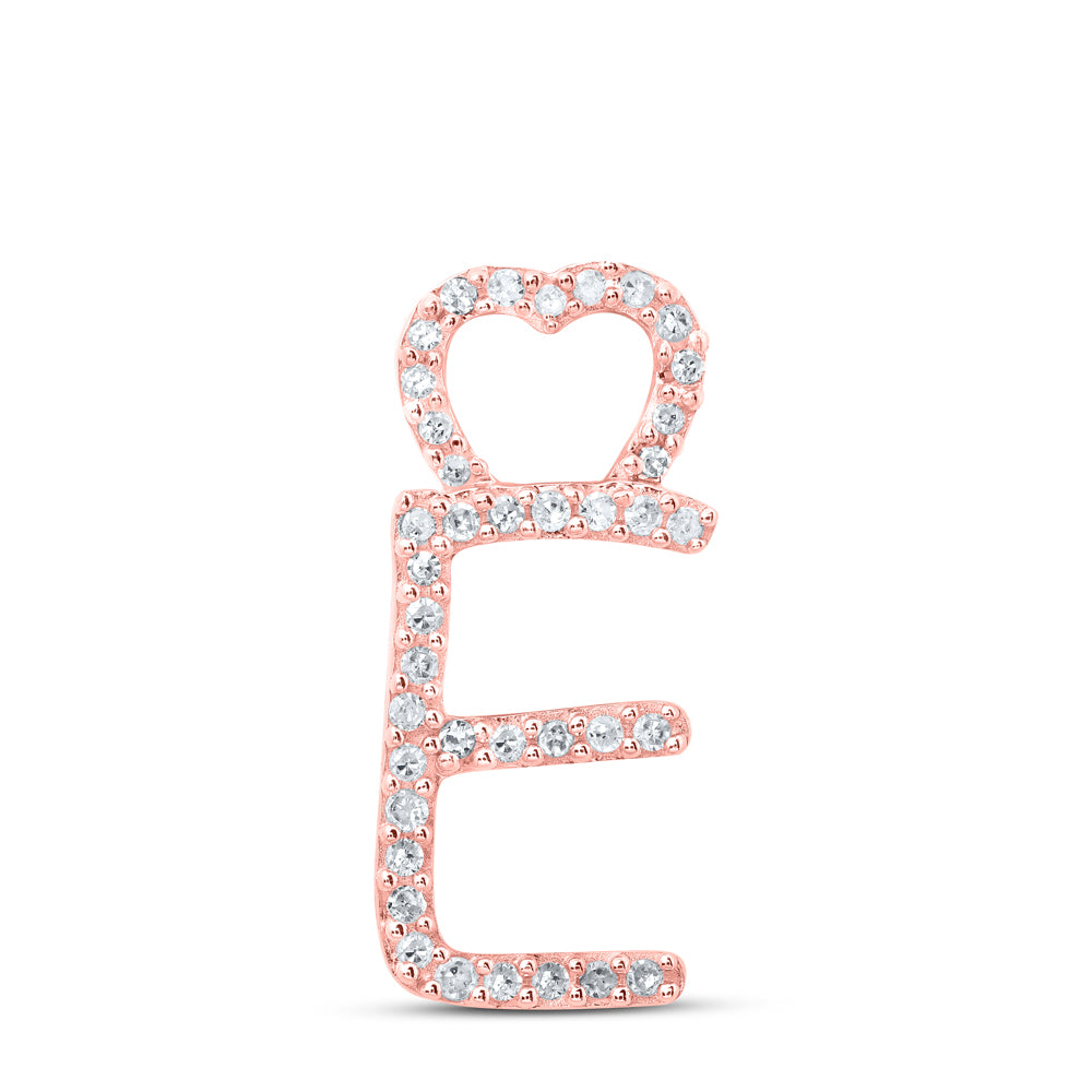 1/8CTW-DIA P1P2 GIFT HEART INITIAL "E" PENDANT
