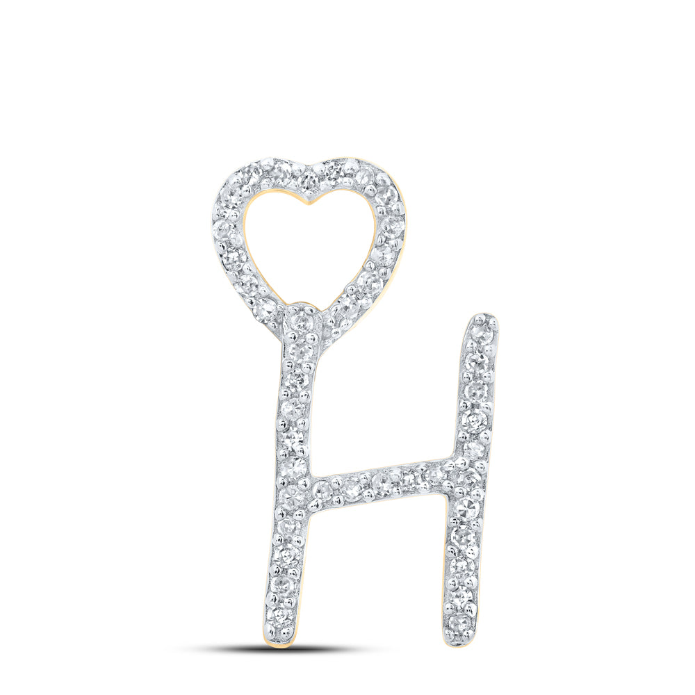 1/8CTW-DIA P1P2 GIFT HEART INITIAL "H" PENDANT